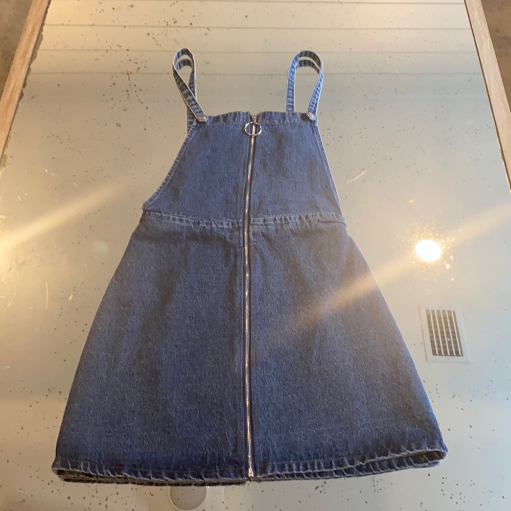 Denim dress with zipper and adjustable straps